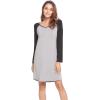 LazyCozy Womens Long Sleeve Nightgowns Viscose from Bamboo Sleepwear Soft Nightshirt Lightweight Sleep Dress(Heather Grey/Black)