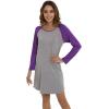 LazyCozy Womens Long Sleeve Nightgowns Viscose from Bamboo Sleepwear Soft Nightshirt Lightweight Sleep Dress(Heather Grey/Lilac)
