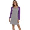 LazyCozy Womens Long Sleeve Nightgowns Viscose from Bamboo Sleepwear Soft Nightshirt Lightweight Sleep Dress(Heather Grey/Lilac)
