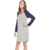 LazyCozy Womens Long Sleeve Nightgowns Viscose from Bamboo Sleepwear Soft Nightshirt Lightweight Sleep Dress(Heather Grey/Navy)