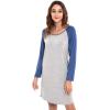 LazyCozy Womens Long Sleeve Nightgowns Viscose from Bamboo Sleepwear Soft Nightshirt Lightweight Sleep Dress(Heather Grey/Prussian Blue)