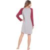 LazyCozy Womens Long Sleeve Nightgowns Viscose from Bamboo Sleepwear Soft Nightshirt Lightweight Sleep Dress(Heather Grey/Wine)