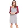 LazyCozy Womens Long Sleeve Nightgowns Viscose from Bamboo Sleepwear Soft Nightshirt Lightweight Sleep Dress(Heather Grey/Wine)