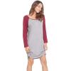 LazyCozy Womens Long Sleeve Nightgowns Viscose from Bamboo Sleepwear Soft Nightshirt Lightweight Sleep Dress(Heather Grey/Wine)