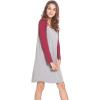 LazyCozy Womens Long Sleeve Nightgowns Viscose from Bamboo Sleepwear Soft Nightshirt Lightweight Sleep Dress(Heather Grey/Wine)