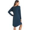 LazyCozy Womens Long Sleeve Nightgowns Viscose from Bamboo Sleepwear Soft Nightshirt Lightweight Sleep Dress(Ink Blue)