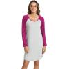LazyCozy Womens Long Sleeve Nightgowns Viscose from Bamboo Sleepwear Soft Nightshirt Lightweight Sleep Dress(Light Heather Grey/Plum)