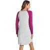 LazyCozy Womens Long Sleeve Nightgowns Viscose from Bamboo Sleepwear Soft Nightshirt Lightweight Sleep Dress(Light Heather Grey/Plum)