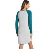 LazyCozy Womens Long Sleeve Nightgowns Viscose from Bamboo Sleepwear Soft Nightshirt Lightweight Sleep Dress(Light Heather Grey/Teal Blue)