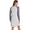 LazyCozy Womens Long Sleeve Nightgowns Viscose from Bamboo Sleepwear Soft Nightshirt Lightweight Sleep Dress(Light Heather Grey/Violet)