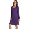 LazyCozy Womens Long Sleeve Nightgowns Viscose from Bamboo Sleepwear Soft Nightshirt Lightweight Sleep Dress(Purple)