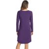 LazyCozy Womens Long Sleeve Nightgowns Viscose from Bamboo Sleepwear Soft Nightshirt Lightweight Sleep Dress(Purple)