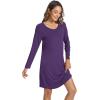 LazyCozy Womens Long Sleeve Nightgowns Viscose from Bamboo Sleepwear Soft Nightshirt Lightweight Sleep Dress(Purple)