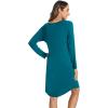LazyCozy Womens Long Sleeve Nightgowns Viscose from Bamboo Sleepwear Soft Nightshirt Lightweight Sleep Dress(Teal Blue)