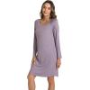 LazyCozy Womens Long Sleeve Nightgowns Viscose from Bamboo Sleepwear Soft Nightshirt Lightweight Sleep Dress(Violet)
