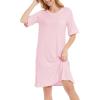 GYS Bamboo Viscose Nightgowns for Women Short Sleeve Crewneck Sleep Shirt(Pink)