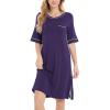 GYS Bamboo Viscose Nightgowns for Women Short Sleeve Crewneck Sleep Shirt(Purple)