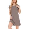 GYS Bamboo Viscose Nightgowns for Women Short Sleeve Sleep Shirts Crew Neck Sleepwear Soft Ladies Pajama Dress(Camel)