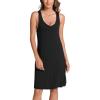 GYS Bamboo Viscose Sleeveless Nightgowns for Women V-neck Wide Strap Sleep Shirt(Black)