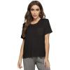 GYS Bamboo Viscose T Shirts for Women, Soft Short Sleeve Pajama Shirt Lounge Top, Comfy Casual Tee(Black)