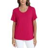 GYS Bamboo Viscose T Shirts for Women, Soft Short Sleeve Pajama Shirt Lounge Top, Comfy Casual Tee(Briliant Rose)