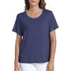 GYS Bamboo Viscose T Shirts for Women, Soft Short Sleeve Pajama Shirt Lounge Top, Comfy Casual Tee(Indigo Blue)
