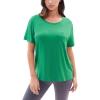 GYS Bamboo Viscose T Shirts for Women, Soft Short Sleeve Pajama Shirt Lounge Top, Comfy Casual Tee(Prasinous)