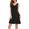 GYS Sleeveless Nightgowns for Women Soft Viscose Sleepwear Pleated Tank Sleep Shirts V Neck Pajama Dress(Black)