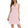 GYS Sleeveless Nightgowns for Women Soft Viscose Sleepwear Pleated Tank Sleep Shirts V Neck Pajama Dress(Pink)