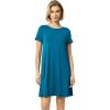 GYS Womens Short Sleeve Nightgowns Soft Comfy Sleep Dress, Viscose Made from Bamboo(Teal Blue)