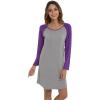 LazyCozy Womens Long Sleeve Nightgowns Viscose from Bamboo Sleepwear Soft Nightshirt Lightweight Sleep Dress(Heather Grey/Lilac)