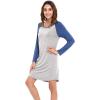 LazyCozy Womens Long Sleeve Nightgowns Viscose from Bamboo Sleepwear Soft Nightshirt Lightweight Sleep Dress(Heather Grey/Prussian Blue)