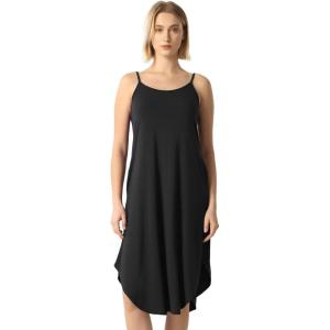 GYS Bamboo Viscose Slip Dress, Sleeveless Nightgown Sleepwear with Pockets, Spaghetti Strap Dresses for Women, Sleep Chemise(Black)
