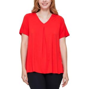 GYS Bamboo Viscose T Shirts for Women, Soft Short Sleeve Pajama Shirt Lounge Top, Comfy Casual Tee(C- Red)