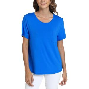 GYS Bamboo Viscose T Shirts for Women, Soft Short Sleeve Pajama Shirt Lounge Top, Comfy Casual Tee(Capri Blue)