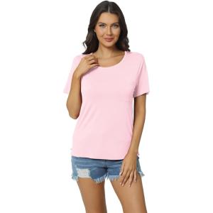 GYS Bamboo Viscose T Shirts for Women, Soft Short Sleeve Pajama Shirt Lounge Top, Comfy Casual Tee(Pink)