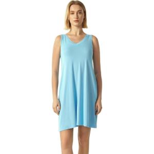 GYS Bamboo Viscose Women’s Nightgowns Sleeveless Soft Summer Tank Sleepwear with Pockets(V Neck-azure Blue)
