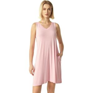 GYS Bamboo Viscose Women’s Nightgowns Sleeveless Soft Summer Tank Sleepwear with Pockets(V Neck-pink)