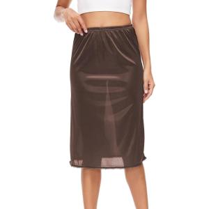 GYS Half Slip for Women Under Dress Silky Underskirt(No Slit – 28″ – Espresso)