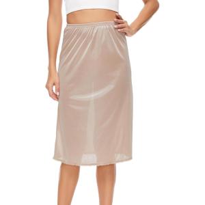 GYS Half Slip for Women Under Dress Silky Underskirt(No Slit – 28″ – Nude)