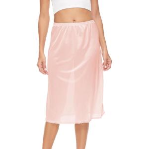 GYS Half Slip for Women Under Dress Silky Underskirt(No Slit – 28″ – Pink)