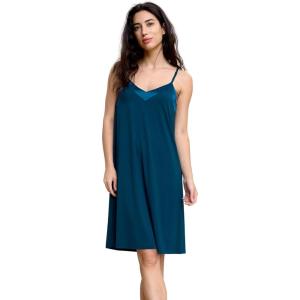 GYS Sleeveless Nightgowns for Women Bamboo Viscose Satin V-neck Spaghetti Straps Pajama Dress(Ink Blue)