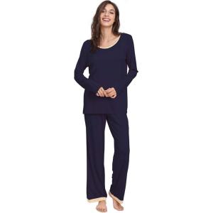 GYS Viscose from Bamboo Women’s Pajama Sets Super Soft Long Sleeve Sleepwear Comfy Winter Pjs Sets S-4X(A- Round Neck – Navy)