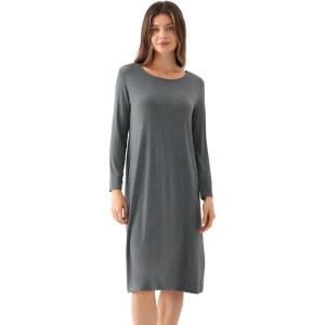 GYS Women’s Nightgowns Bamboo Viscose Soft and Comfy Long Sleeve Pajama Dress(Dark Heather Grey)