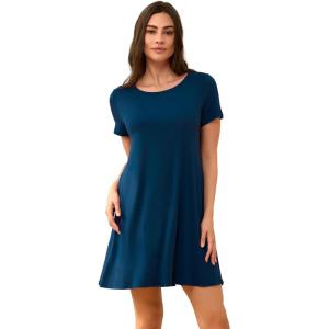 GYS Womens Short Sleeve Nightgowns Soft Comfy Sleep Dress, Viscose Made from Bamboo(Ink Blue)