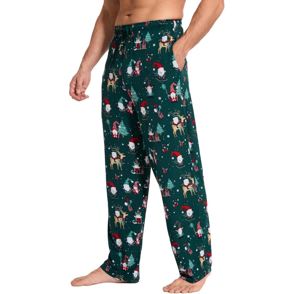 imageGYS Mens Bamboo Viscose Pajama Pants Soft Sleep Lounge Pants Comfy Pj Bottoms with Pockets amp DrawstringChristmas Green
