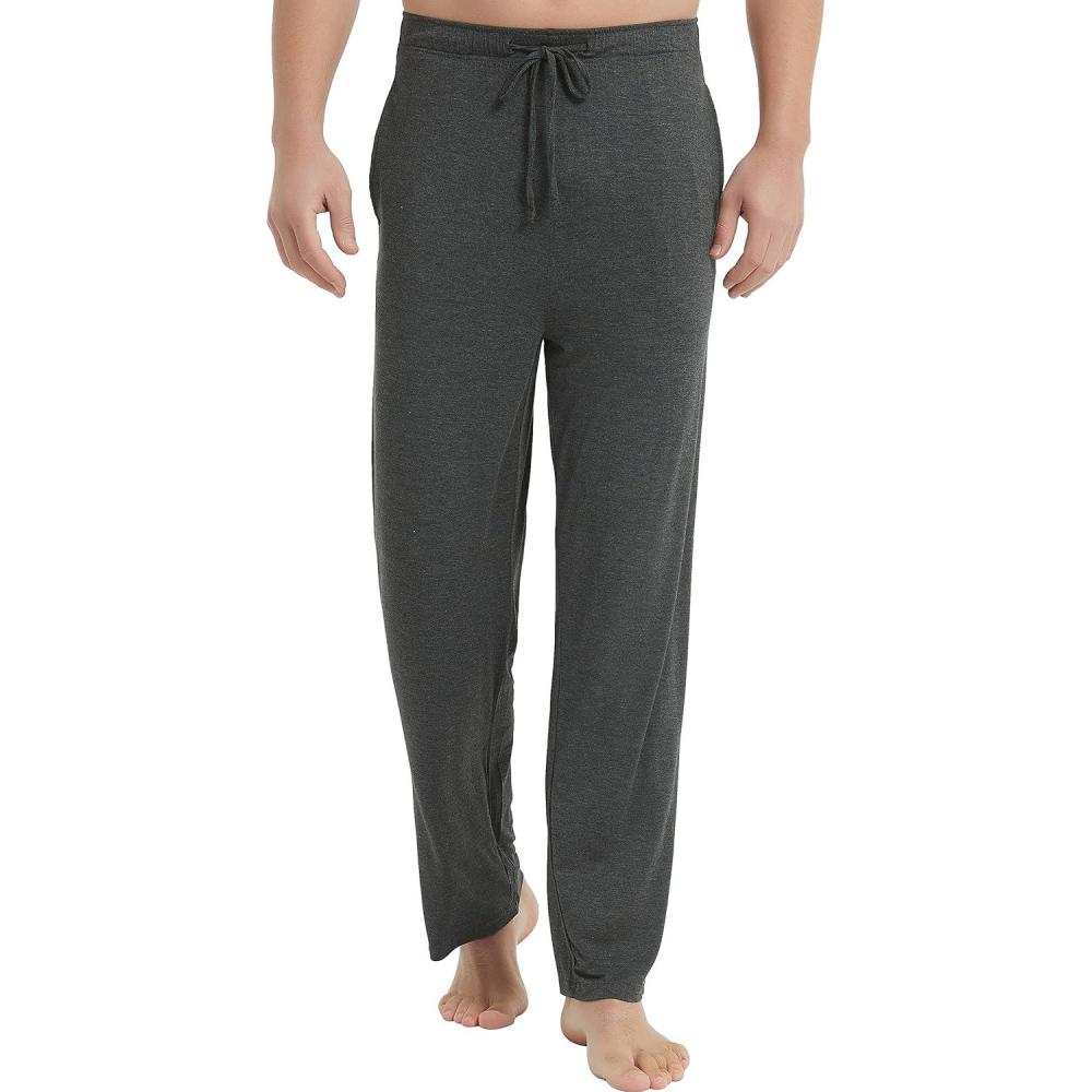 imageGYS Mens Bamboo Viscose Pajama Pants Soft Sleep Lounge Pants Comfy Pj Bottoms with Pockets amp DrawstringDark Heather Grey