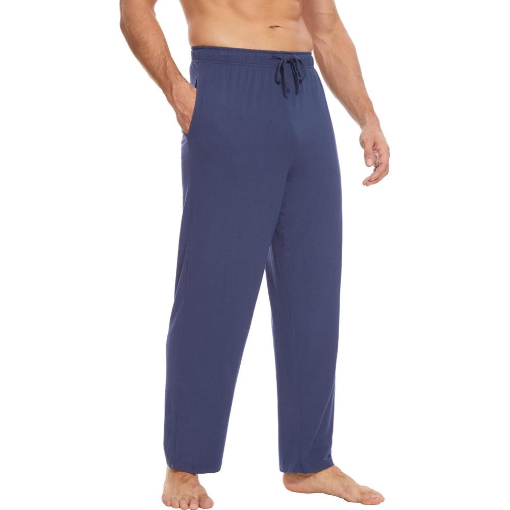 imageGYS Mens Bamboo Viscose Pajama Pants Soft Sleep Lounge Pants Comfy Pj Bottoms with Pockets amp DrawstringGrayish Blue