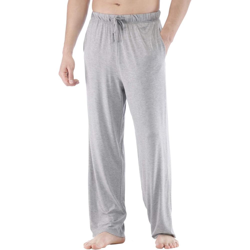 imageGYS Mens Bamboo Viscose Pajama Pants Soft Sleep Lounge Pants Comfy Pj Bottoms with Pockets amp DrawstringHeather Grey