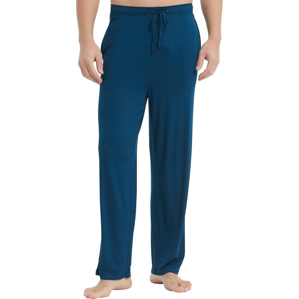 imageGYS Mens Bamboo Viscose Pajama Pants Soft Sleep Lounge Pants Comfy Pj Bottoms with Pockets amp DrawstringInk Blue